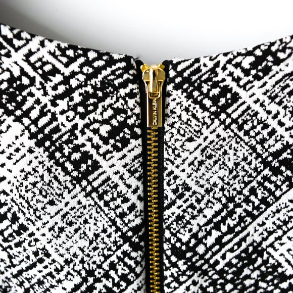 CALVIN KLEIN Black & White Abstract Print Dress - Size 10 - Picture 7 of 11